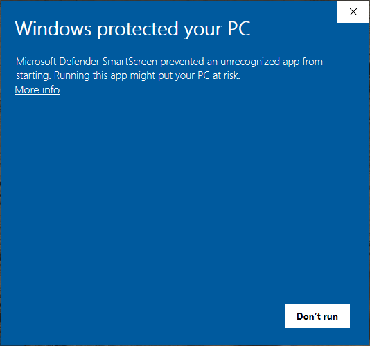 Windows Installer Warning
