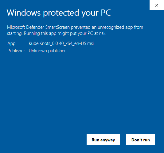 Windows Installer Warning